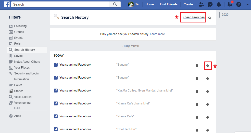 How to Delete Facebook Search History 7